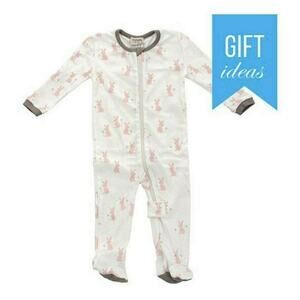 SILKBERRY BABY Organic Cotton Romper Footie Sleeper Zipper NEW Bunny 6-12 Month